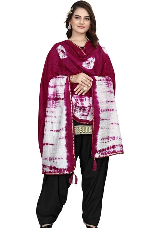 Fcity In Kemza Cotton Embroidered Printed Bandhani Dupatta Maroon With Mirror