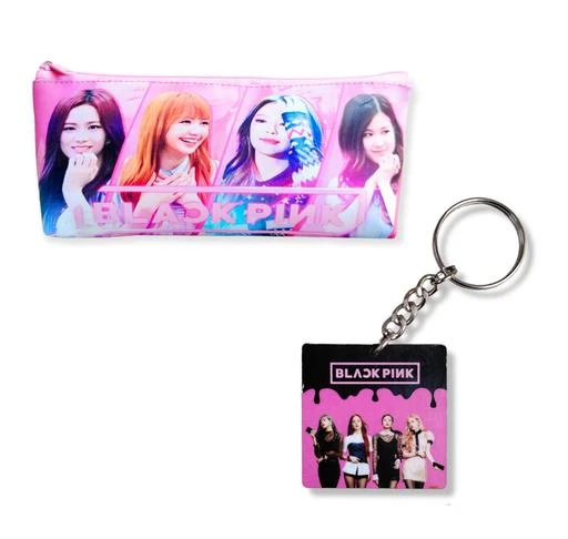 Blackpink Team Pencil Case Girls Printed Pink Pencil Pouch Black