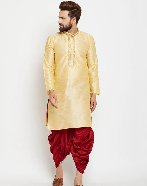 Checkout this latest Kurta Sets
Product Name: *Ethnic Silk Blend Men's Kurta Set*
Fabric: Kurta - Silk Blend  Dhoti - Silk Blend
Sleeves: Sleeves Are Included
Size : Kurta - 38 in  40 in  42 in  44 in (Refer Size Chart) Dhoti - 38 in  40 in  42 in  44 in (Refer Size Chart)
Length : Kurta - Refer Size Chart  Dhoti - Refer Size Chart
Type: Stitched
Description: It Has 1 Piece Of Men's Kurta With Dhoti
Pattern: Kurta - Solid Dhoti - Solid
Country of Origin: India
Easy Returns Available In Case Of Any Issue


Catalog Rating: ★5 (4)

Catalog Name: Fashionable Ethnic Silk Blend Men's Kurtas Sets Vol 1
CatalogID_292625
C66-SC1201
Code: 6211-2202405-1863