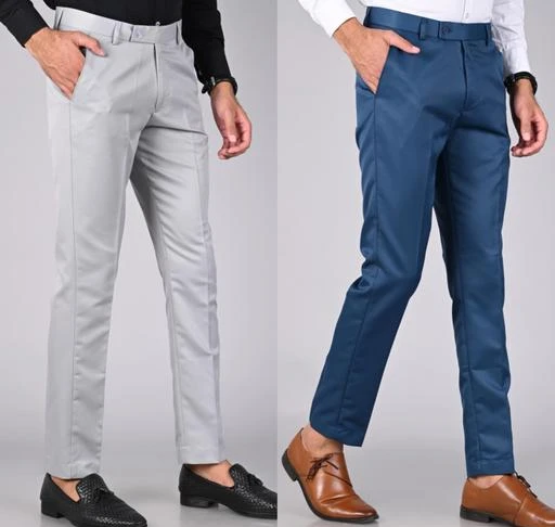  Mancrew Formal Pants For Men Formal Trousers Combo Light Grey  Blue