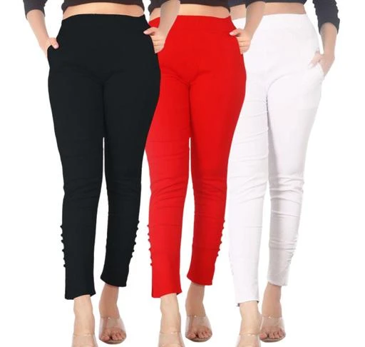 Women's Cotton Solid Ankle Length Trouser Pant with Double Pocket