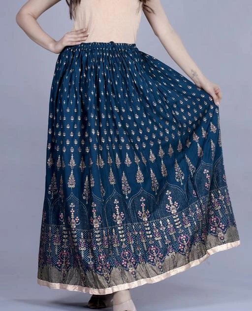 Buy Party Wear Rama Sky Fancy Printed Work Rayon Top With Skirt Online From  Surat Wholesale Shop