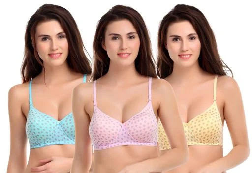 Checkout this latest Bra
Product Name: *Women Non Padded Everyday Bra*
Fabric: Cotton
Print or Pattern Type: Quirky
Padding: Non Padded
Type: Everyday Bra
Wiring: Non Wired
Seam Style: Seamless
Multipack: 3
Add On: Pads
Sizes:
32B (Underbust Size: 32 in, Overbust Size: 34 in) 
40B (Underbust Size: 40 in, Overbust Size: 42 in) 
Country of Origin: India
Easy Returns Available In Case Of Any Issue


Catalog Rating: ★3.8 (6)

Catalog Name: Women Non Padded Everyday Bra
CatalogID_4769681
C76-SC1041
Code: 353-22297509-997