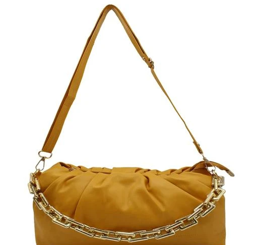 Synthetic Leather Classic Elegant Shoulder Gold Chain Strap