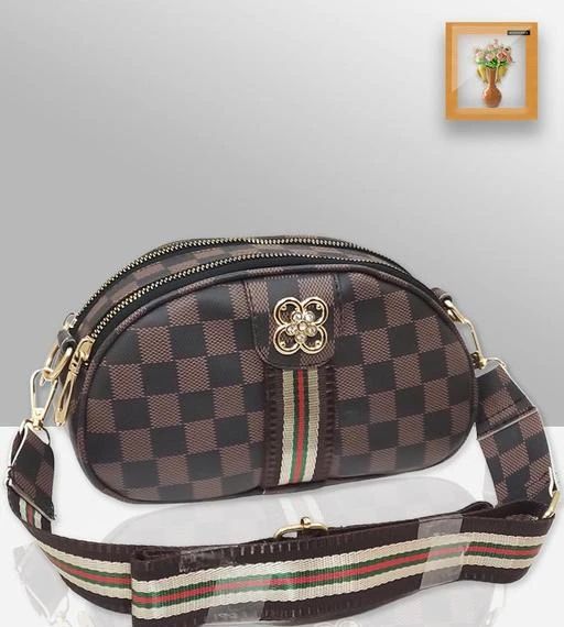 Brown Pu Leather Louis Vuitton Slingbag, Size: Regular