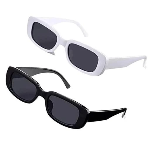 SKYLEXO Latest MC Stan Sunglasses For Men & Women Combo White+