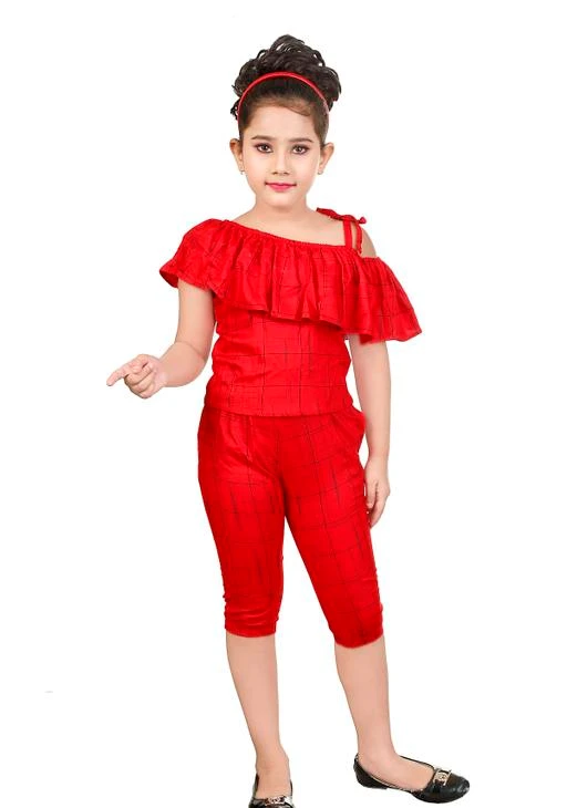 Checkout this latest Clothing Set
Product Name: *Cute Trendy Girls Top & Bottom Sets*
Top Fabric: Cotton Blend
Bottom Fabric: Rayon
Sleeve Length: Shoulder Straps
Top Pattern: Printed
Bottom Pattern: Printed
Multipack: Single
Add-Ons: No Add Ons
Sizes:
1-2 Years (Top Chest Size: 23 in, Top Length Size: 15 in, Bottom Waist Size: 16.5 in, Bottom Length Size: 18 in) 
2-3 Years (Top Chest Size: 24 in, Top Length Size: 15.5 in, Bottom Waist Size: 17 in, Bottom Length Size: 18.5 in) 
3-4 Years (Top Chest Size: 25 in, Top Length Size: 16 in, Bottom Waist Size: 17.5 in, Bottom Length Size: 19 in) 
4-5 Years (Top Chest Size: 26 in, Top Length Size: 16.5 in, Bottom Waist Size: 18 in, Bottom Length Size: 19.5 in) 
5-6 Years (Top Chest Size: 27 in, Top Length Size: 17 in, Bottom Waist Size: 18.5 in, Bottom Length Size: 20 in) 
6-7 Years (Top Chest Size: 28 in, Top Length Size: 17.5 in, Bottom Waist Size: 19 in, Bottom Length Size: 20.5 in) 
7-8 Years (Top Chest Size: 29 in, Top Length Size: 18 in, Bottom Waist Size: 19.5 in, Bottom Length Size: 21 in) 
Country of Origin: India
Easy Returns Available In Case Of Any Issue


Catalog Rating: ★3.6 (45)

Catalog Name: Princess Comfy Girls Top & Bottom Sets
CatalogID_4898567
C62-SC1147
Code: 824-22797616-999