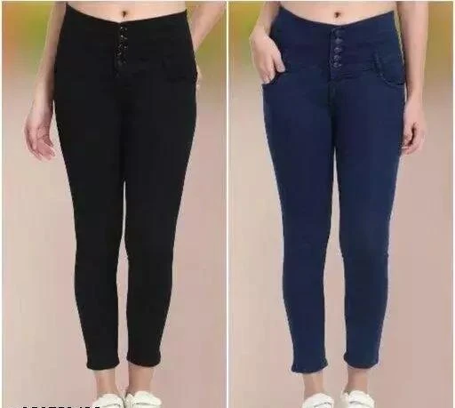 Girls Black Cotton Blend Jeans & Jeggings Pack of 2