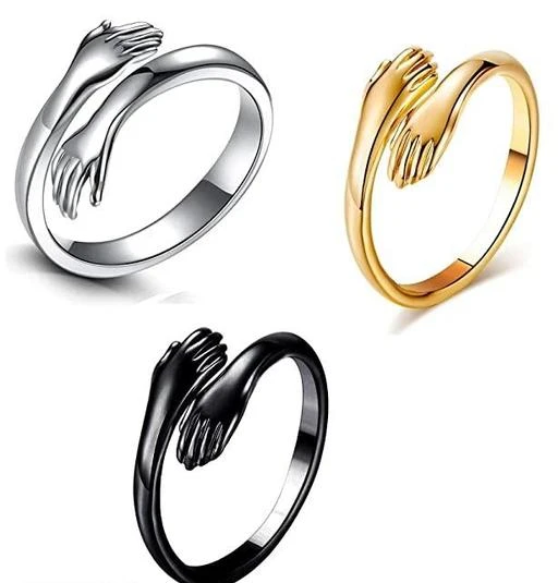 3PCS Fashion Stainless Steel Open Adjustable Rings Women Ladies