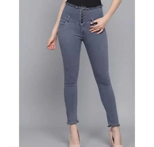  Trendy Women Slim Fit 5 Button Denim Jeans High Waist