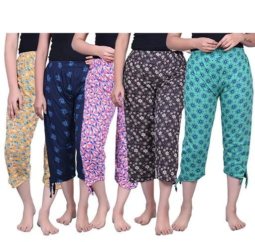 Cotton Capri Night Pyjamas Nightwear Capri for Girls Printed 3/4