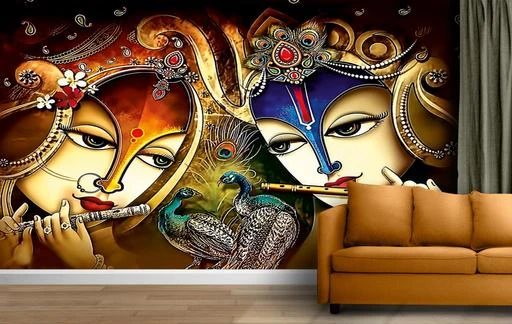  Wallpaper Mart Radha Krishna Religious Sticker Wallpaper For Room