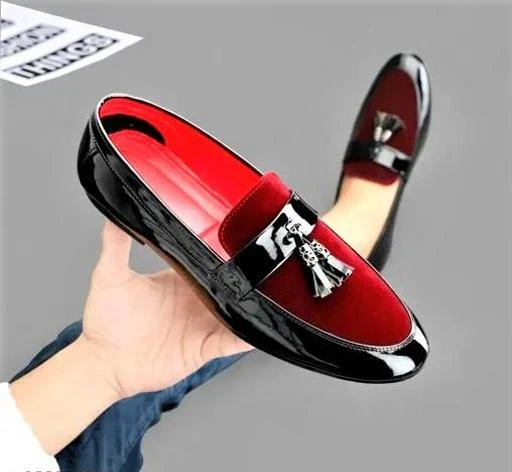 Mens Velvet Red Bottom Slip On Shoes