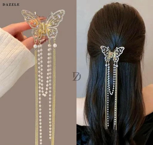 Handmade Rhinestone Butterfly Hair ClipLockpinmetal hair clip for women   Girls