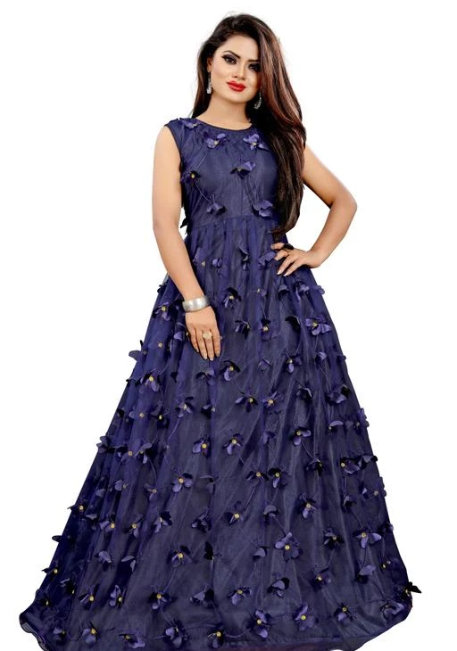 Buy Checkout This Latest Semi Stitched Suits Product Name Net Embroidery Semi Stitched Gown Navy Blue Free Size Ap For Rs749 Cod And Easy Return Available