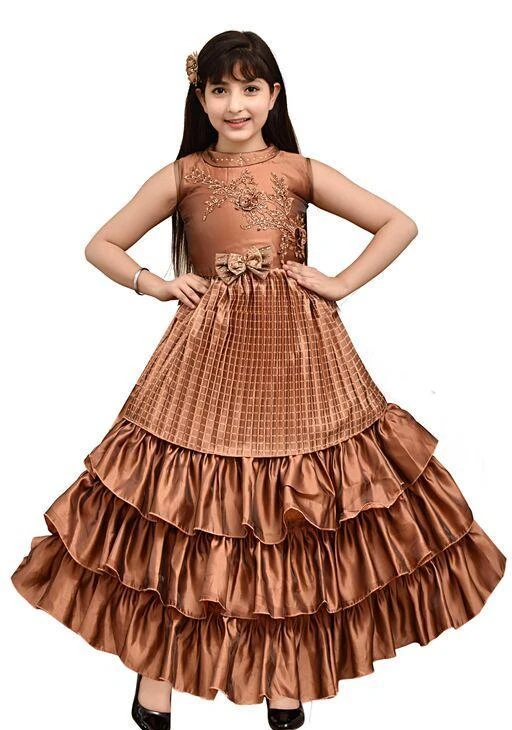 Ripening BabyGirls Kids Clothing SatinNet Short Length ALine Birthday  Party Girl Dresses Children Frocks Designs 1011Years  Amazonin Fashion