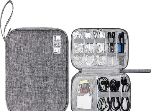  Hard Electronic Organizer Travel Case Electronics Accessories  Cable Gadget Wire Storage Tech Bag Double Layer Shockproof Box for Charger  Cord Flash Drive Mouse Apple Pencil Power Bank, Rose Gold : Electronics