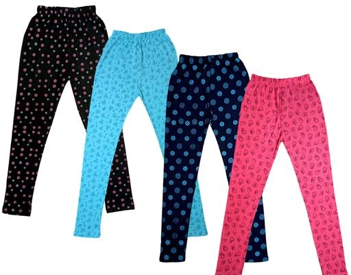 Pack of 4 Polka-Dot Leggings with Elasticated Waistband