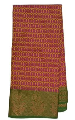  Women Kanjivaram Jacquard Silk Saree With Unstitched Blouse  Piece /