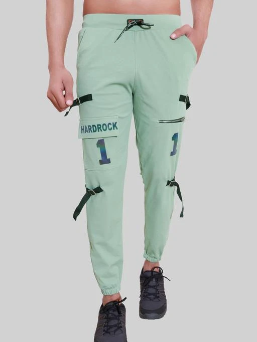 Green Lycra Track Pants, Printed