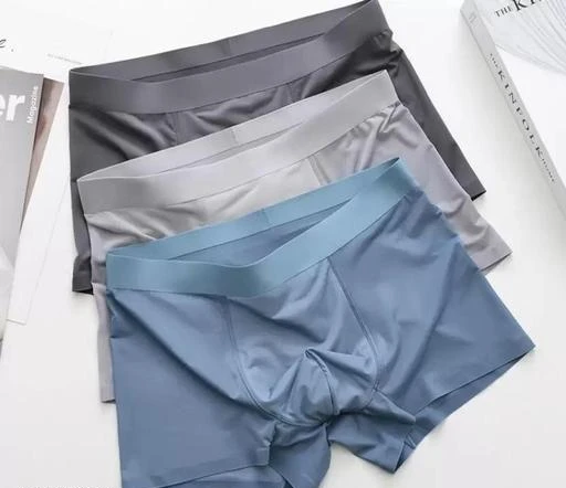  Men Ice Silk Lycra Underwear Multicolor Pack Of 3