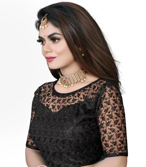 Readymade Net Sequence Blouse, Embroidery Work With Sequence Net blouse For  Women