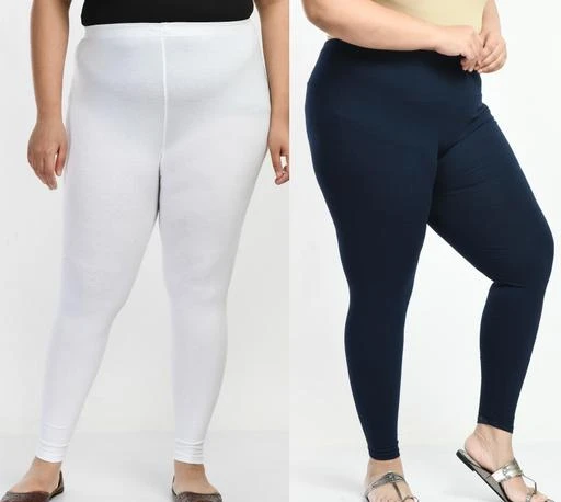  Women Solid Plus Size Ankle Length Leggings Combo Of 2 / Stylish