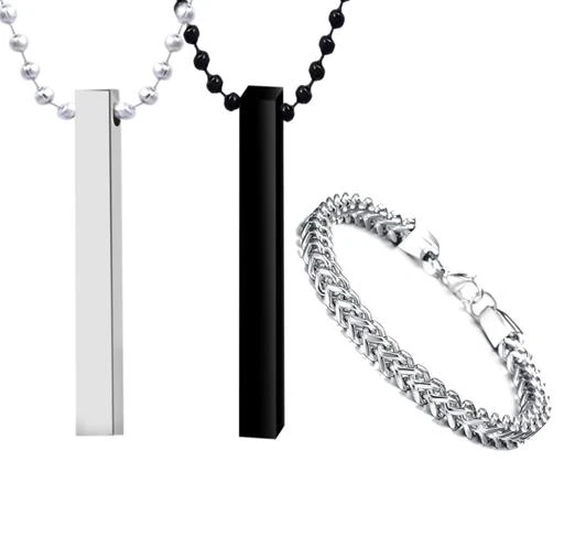  Fashion Frill Silver Chain For Men Bar Pendant Men Jewellery  Locket