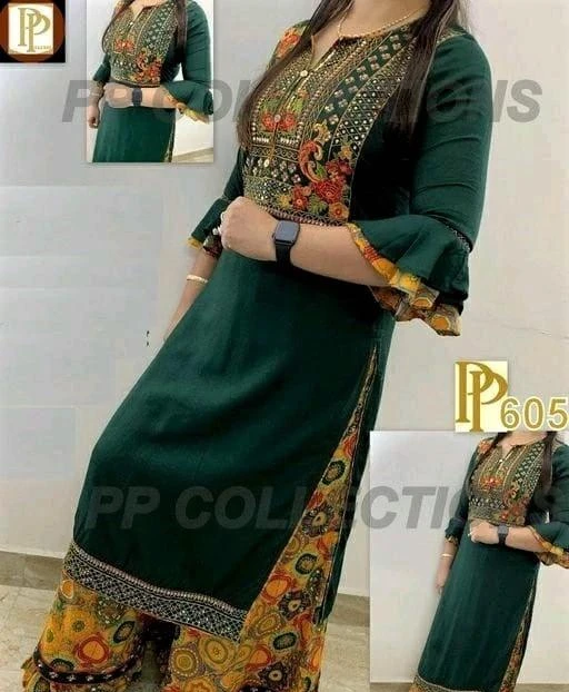 Checkout this latest Kurta Sets
Product Name: *Women's Rayon A-Line Embroidered Long Kurti with palazzos*
Kurta Fabric: Rayon
Bottomwear Fabric: Rayon
Fabric: Rayon
Sleeve Length: Three-Quarter Sleeves
Set Type: Kurta With Bottomwear
Bottom Type: Palazzos
Pattern: Embroidered
Net Quantity (N): Single
Sizes:
M, L, XL, XXL
Women's Rayon A-Line Embroidered Long Kurti with palazzos
Country of Origin: India
Easy Returns Available In Case Of Any Issue


SKU: 1876963556
Supplier Name: fashion_castle

Code: 325-24626407-0051

Catalog Name: Alisha Fashionable Women Kurta Sets
CatalogID_5429139
M03-C04-SC1003