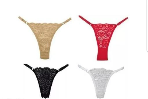  126 Thong Pack Of 4 Women Sexy Underwear Panties Lace Thong Cute