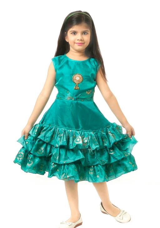 White And Blue Party Wear Kids Stylish Frock