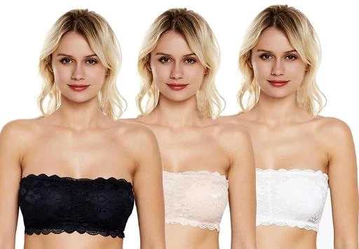 Women Lace Bralette Padded Wire Free Adjustable Strap Fashionable Crop Top  Style Padded Lace Tube Bra