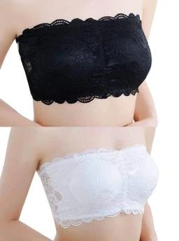  Women Fancy Stylish Bralette Net Bra Padded Sexy Fit With  Removable