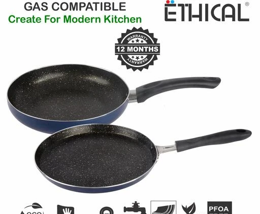 2 PC Non-Stick Fry Pan & Dosa Tawa Set (Fry Pan + Dosa Tawa)