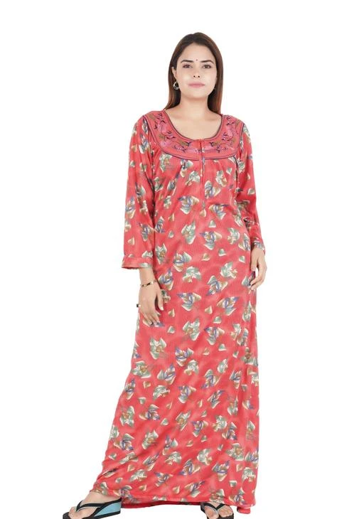  Muskaan Women Hosiery Cotton Full Sleeve Nighty Maxi Nightdress /