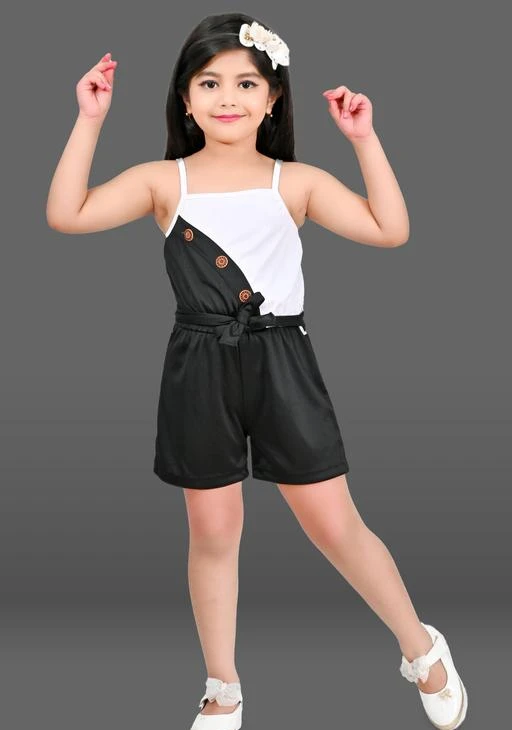Toddlers Kids Girls Flying Sleeves Jumpsuit Half Buttons Closure Romper  Plain Blue Short Playsuits - Walmart.com