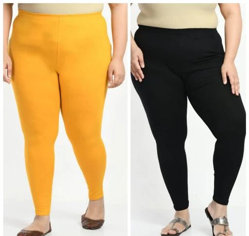Trendy Solid Cotton Lycra Plus Size Ankle Length Leggings for Women