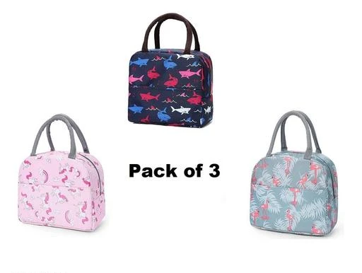  Aluminium Lining Pack Of 3multicolor Thermal Insulated Lunch Bag