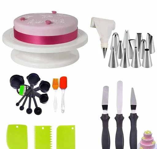 Checkout this latest Other Kitchen Tools_500-1000
Product Name: *Cake Decorating Kits Cake Turntable, 12 Numbered Cake Decorating Tips,3 Palette Knives, 3 Icing Smoother, 1 Silicone Piping Bag, 1 Set Brush Spatula, 8 pc Measuring Cup & Spoons(Multicolour)*
Product Name: Cake Decorating Kits Cake Turntable, 12 Numbered Cake Decorating Tips,3 Palette Knives, 3 Icing Smoother, 1 Silicone Piping Bag, 1 Set Brush Spatula, 8 pc Measuring Cup & Spoons(Multicolour)
Brand Name: Trendi
Material: Plastic
Multipack: Multipack
Product Breadth: 4 cm
Product Length: 10 cm
Product Height: 10 cm
Product Type: Cake Decoration
Capacity: 1 
Cake Decorating Kits Cake Turntable, 12 Numbered Cake Decorating Tips,3 Palette Knives, 3 Icing Smoother, 1 Silicone Piping Bag, 1 Set Brush Spatula, 8 pc Measuring Cup & Spoons
Country of Origin: India
Easy Returns Available In Case Of Any Issue


SKU: Cake Turntable, 12 Numbered Cake Decorating Tips,3 Palette Knives, 3 Icing Smoother, 1 Silicone Pipi
Supplier Name: SADGURU KITCHEN

Code: 614-25231471-994

Catalog Name: Trendi Useful Cake Decoration Kitchen Tools
CatalogID_5633035
M08-C23-SC1434