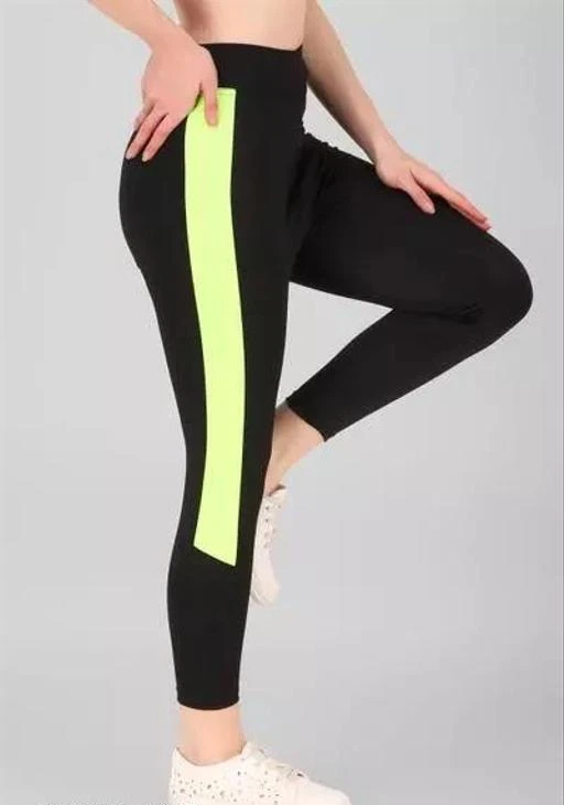 P&R Gym wear Leggings Ankle Length Free Size Workout Trousers, Stretchable  Striped Jeggings
