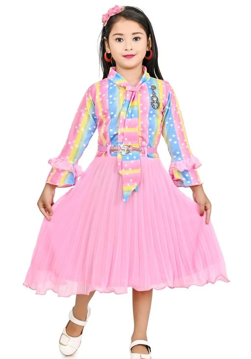 Yashvi Trends Stylish Girls Pink Party Frock Dangri Style 45 Years   Amazonin Clothing  Accessories