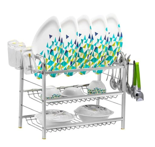 Wall Mount Kitchen Dish Rack Plate Cutlery Stand Steel Kitchen Rack Utensil Kitchen  Rack (Steel)