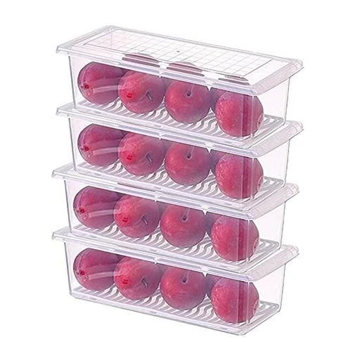 Fruit Vegetable Storage Containers for Fridge 4 Pack Draining