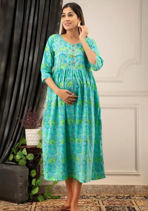 Buy CEE 18 Womens Cotton Rayon ALine Maternity Dress Feeding Kurti with  Zippers986036Matchless Orange at Amazonin