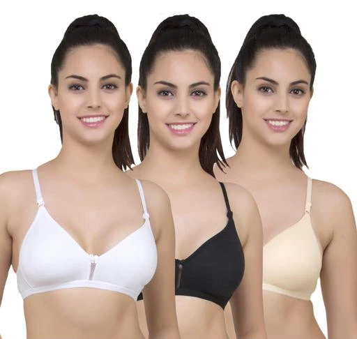 Trendy Women Cotton Blend Solid Bras Combo Vol