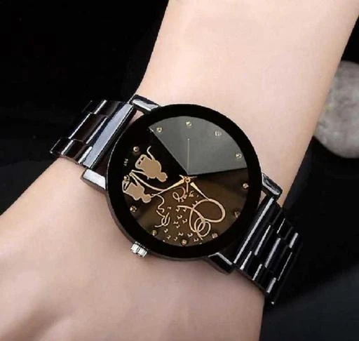 Analogue Black Dial Stylish Metal strap Watch for Girls Watches for Women  Watches Stylish Branded