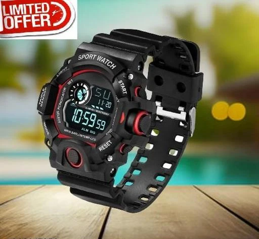 Women's digital watch with online date and day display