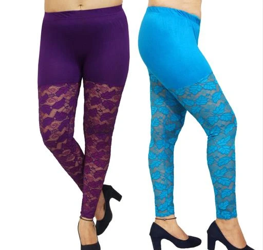 Women Solid Lilac Ankle Length Leggings