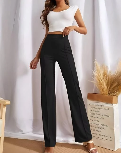 Buy Black Lady Womens Slim fit Cotton Lycra Black Trouser PantSemi Casual  Trouser for WomenWomens Trouser for Daily Office and Casual Wear  2  PocketsL5XL at Amazonin