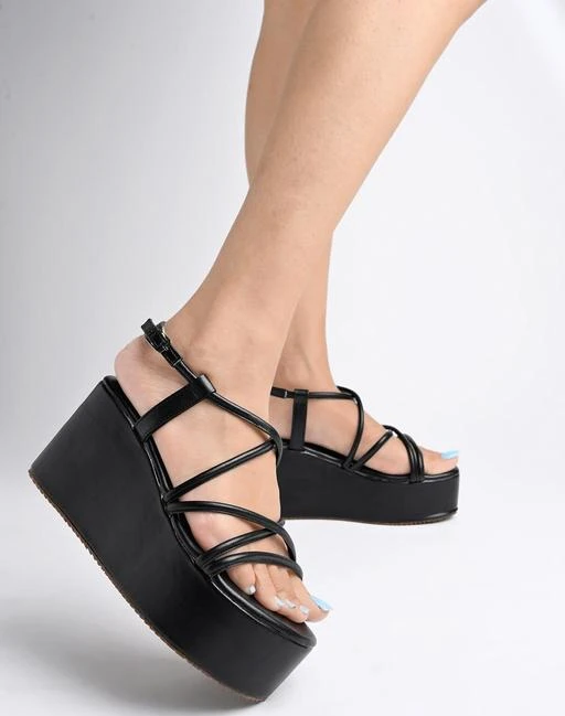 Black heeled sandals discount platform